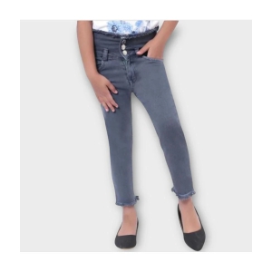 ICONIC ME- Kids Girls Premium Grey Denim Jeans - None