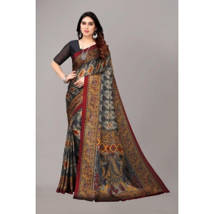 Rangita Women Ikat Printed Chiffon Saree with Blouse Piece - Grey - Grey