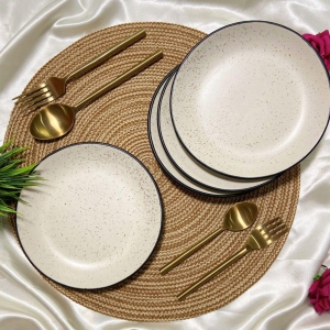 Ceramic Dining Matte White Ceramic 7.5 Quarter Plates Set of 4