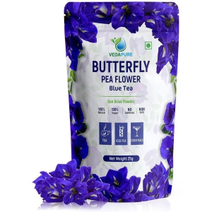 VEDAPURE Blue Butterfly Pea Flower Tea Iced Teas, Coolers, Cocktails Horeca (High On Anti Oxidants) - 25 GM (Pack of 1)