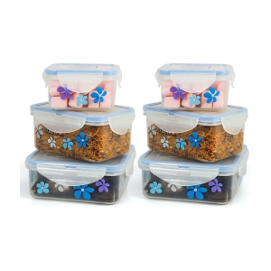 PearlPet - Blue Plastic Lunch Box ( Pack of 6 )