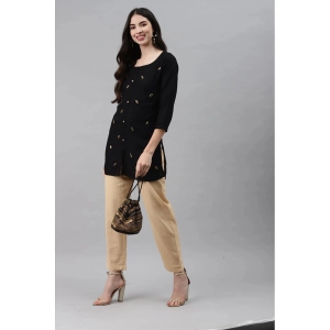 HIGHLIGHT FASHION EXPORT - Black Rayon Womens Straight Kurti - XL