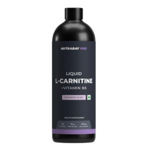 Nutrabay Pro Liquid L-Carnitine With Vitamin B5 - 450 ml Raspberry, 30 Servings |1500 mg L-CARNITINE, Sugar Free, Helps Convert Fat into Energy, Performance & Recovery | Pre & Post Workout Supplement for Men & Women