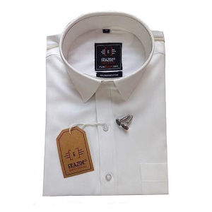 Slim Fit French Cuff Cotton Shirt with Cufflinks (White)- Premium Cufflinks Free