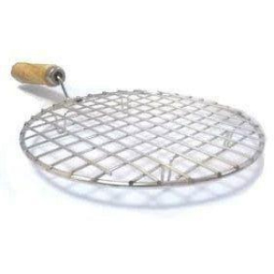 Arshalifestyle  Kitchen Round Stainless Steel Roaster Papad Jali, Barbecue Grill with Wooden Handle