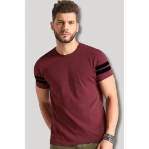 Forbro Cotton Blend Regular Fit Striped Half Sleeves Mens T-Shirt - Maroon ( Pack of 1 ) - None