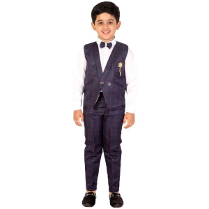 DKGF Fashion - Navy Blue Cotton Blend Boys Shirt & Pants ( Pack of 1 ) - None