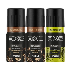 Axe Dark Temptation (Pack Of 2) And Pulse Long-Lasting Deodorant for Men( 3 Items In The Set )