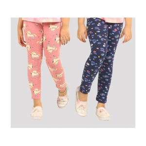 Ariel - Orange Cotton Girls Leggings ( Pack of 2 ) - None