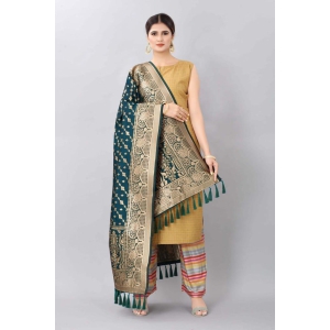 Dark Blue-Gold Toned Woven Design Banarasi Dupatta