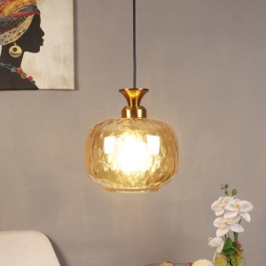 ELIANTE Antique Gold Iron Base Gold Glass Shade Hanging Light - Px-150-1Lp-Gd - Without Bulb