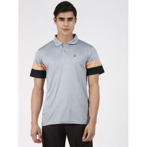 FITMonkey Men Regular Fit Quick Dry Sports Half Sleeves Polo T Shirt-Light Grey - None