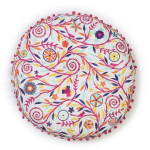 Colorful Blooming Embroidered Floor Cushion