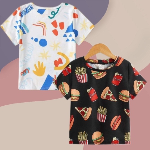 Venutaloza Boy's Food Print & Cartoon Graphic Print (Combo Pack of 2) T-shirt For Boys & Girls..-5 Year- 6 Year