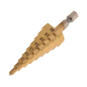 Titanium HSS 9-Step Cone Drill Hex Shank 1/4 Hole Cutter Drilling Tool (4-20 mm)