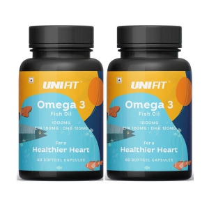 Unifit Omega 3 Fish Oil Capsules, 180 MG EPA & 120 MG DHA Softgel 60 no.s Pack of 2