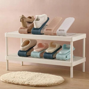 MODERN PLASTIC ADJUSTABLE DOUBLE-LAYER SHOE RACK