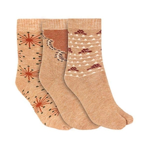 Creature - Tan Woollen Women's Thumb Socks ( Pack of 3 ) - None