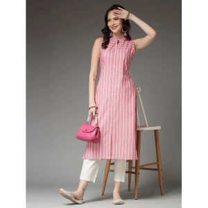 Stylum Cotton Blend Striped Straight Womens Kurti - Pink ( Pack of 1 ) - None