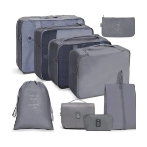 House Of Quirk Grey Travel Luggage Organizers With Laundry Bag - Grey