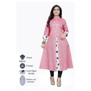 Rangrasiya - Pink Cotton Blend Womens Flared Kurti - M