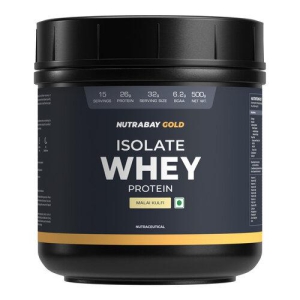 Nutrabay Gold Whey Protein Isolate Powder - 500g, Malai Kulfi | 26g Protein, 6.2g BCAA | Easy to Digest | NABL Lab Tested | Muscle Growth & Recovery | Rich in Glutamic Acid | For Men & Women