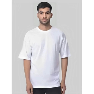 AKTIF Cotton Blend Oversized Fit Solid Half Sleeves Mens T-Shirt - White ( Pack of 1 ) - None