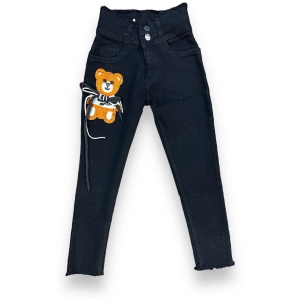 ICONIC ME- KIDS Girls Teddy Printed Denim Jeans - Black - None