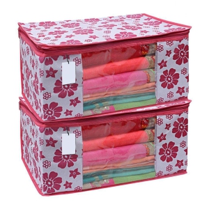 SH NASIMA - Home Storage Cloth Bags, Saree, Suits, Blouse, Blanket Organiser for Underbed, Almirah (Pack of 2)