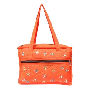 Mandhania Eco Friendly Cotton Mirror Patchwork Shoulder Bag for Women Orange