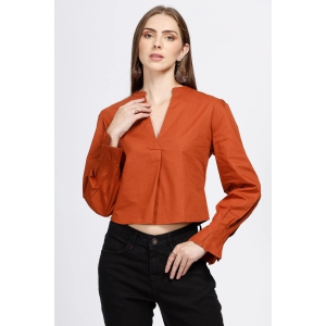 Women Crop Top, Cotton, Rust-XS / Rust