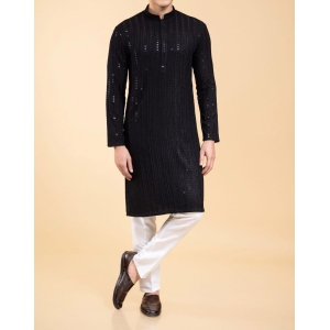 Black Sequin Embroidery Chikankari Kurta