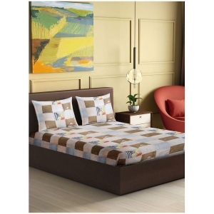 Abhikram - Brown Cotton Single Bedsheet with 2 Pillow Covers - Brown