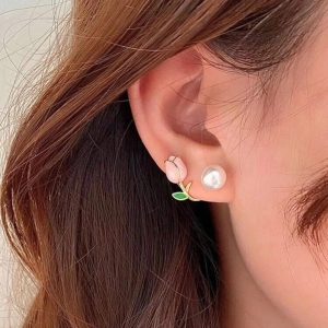 Tulip Pearl Stud Earrings - Buy Any 5 for Rs. 500