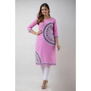 FABRR - Pink Cotton Women's Straight Kurti ( Pack of 1 ) - None
