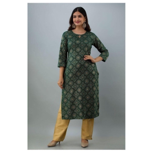 FABRR - Green Rayon Women''s Straight Kurti ( Pack of 1 ) - None