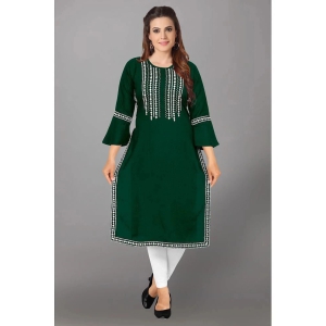 Kapadia - Green Rayon Womens Straight Kurti ( Pack of 1 ) - None