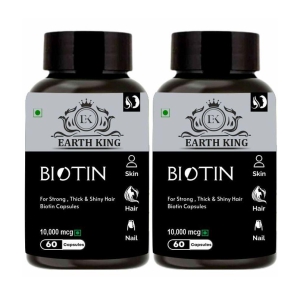 EARTH KING Biotin Capsule for Hair Growth & Hair Care Capsule, 60 Capsules Each (Pack of 2)