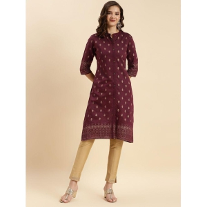 Rangita Women Red Cotton Printed Knee Length Front Slit Kurti - None