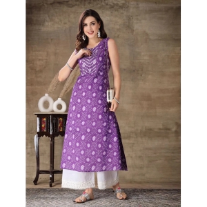 Stylum Cotton Printed A-Line Womens Kurti - Purple ( Pack of 1 ) - None