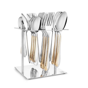 FnS Tivoli 24 pcs Gold Plated Cutlery Set with Hanging Stand