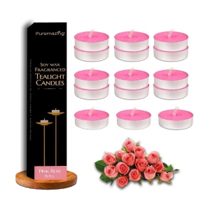 Imvelo Pink Rose Wax Tea Light Candle 4 cm ( Pack of 15 )