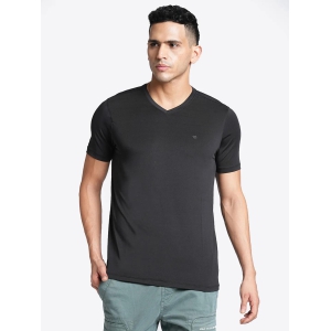 Black V Neck Solid T-shirt-3XL / Black