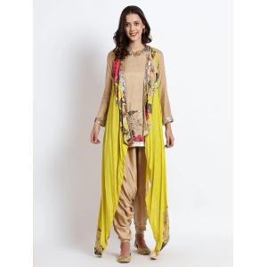 Beige Muslin Silk Embellished Cord Set With Dhoti Pants and Set-Standard