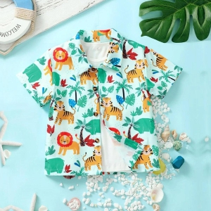 Venutaloza Boy's Animal Colorfull Designer Button Front Shirt For Boy.-1 Year-2 Year