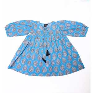 Maria Dress in Aqua and Black Floral Print-10-12 years