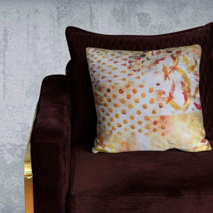Yellow Melody Velvet Cushion Cover (Yellow, 16 x 16 inch)