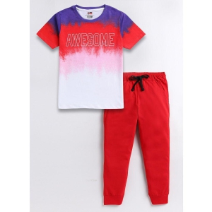 SmartRAHO - Multicolor Cotton Boys T-Shirt & Trackpants ( Pack of 1 ) - None