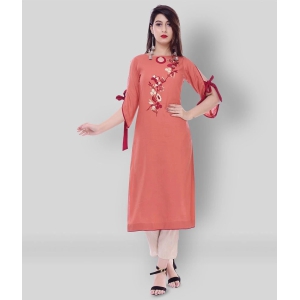 Maquien - Peach Rayon Womens Straight Kurti ( Pack of 1 ) - 5XL