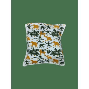 Madhya Pardesh - Tribal Rock Art Hand Block Printed Cushion Cover (set of Five )